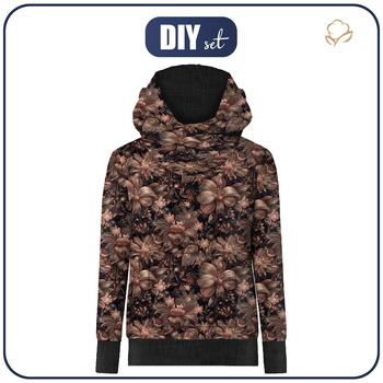 HYDROPHOBIC HOODIE UNISEX - FLOWERS PAT.10/ Mocha Mousse - sewing set