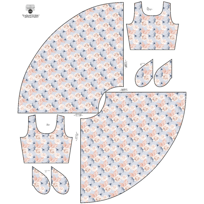 DRESS "ISABELLE" - RETRO FLOWERS WZ. 4 - sewing set XXL