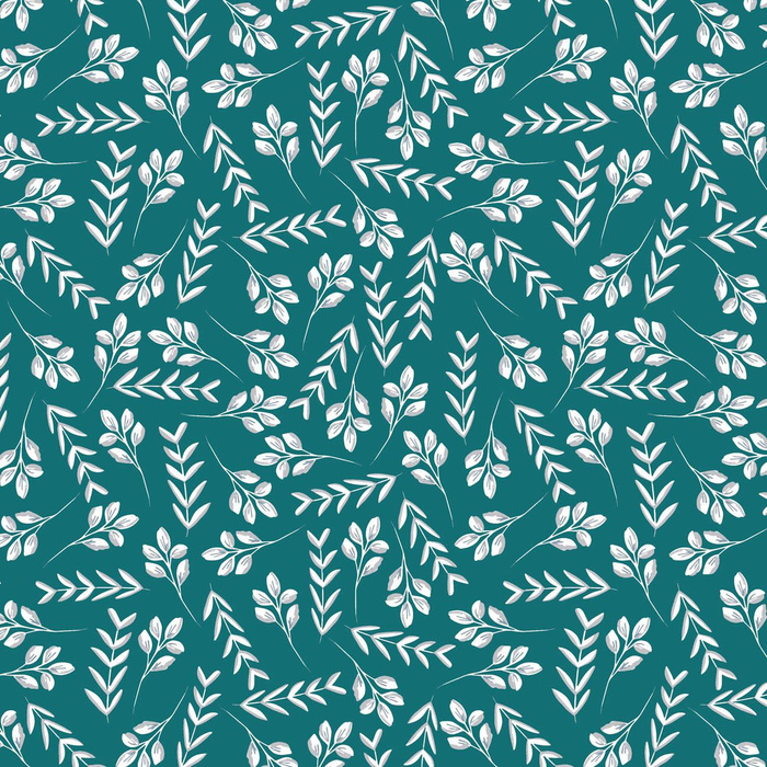 SMALL LEAVES pat. 2 / emerald - single jersey with elastane 
