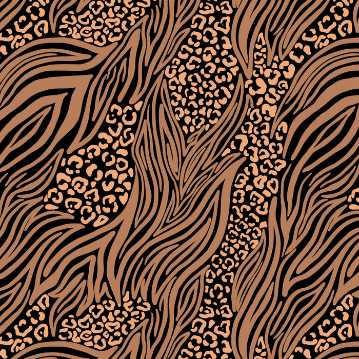 ANIMALS MIX / caramel - Cotton woven fabric