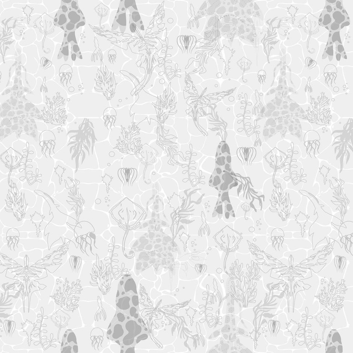 WATER WORLD  / grey - looped knit fabric