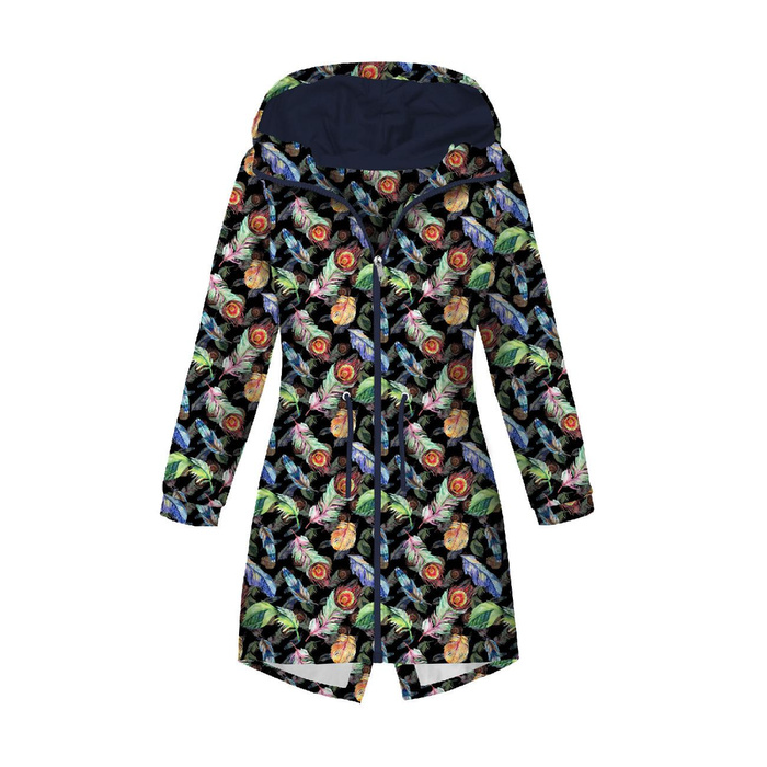 DÁMSKÁ BUNDA PARKA (ANNA) - PAWIE PIÓRKA / czarny - softshell XL