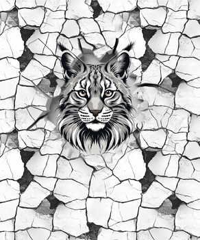 ANIMALS CRACKED wz.2 (cat) - panel (60cm x 50cm)  Cotton woven fabric