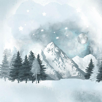 TREES AND MOUNTAINS (WINTER IN THE MOUNTAIN) - panel 75cm x 80cm