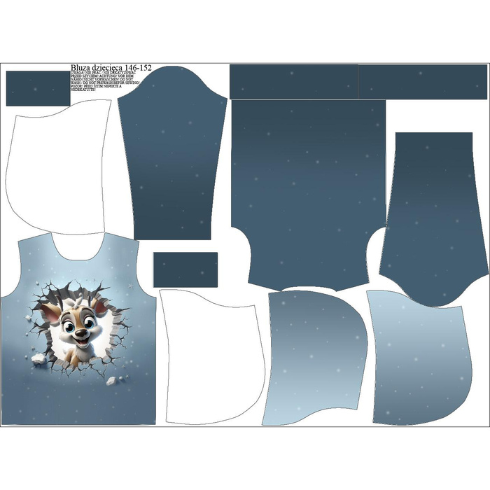 KID'S HOODIE (ALEX) - HAPPY DEER - looped knit fabric (158/164)