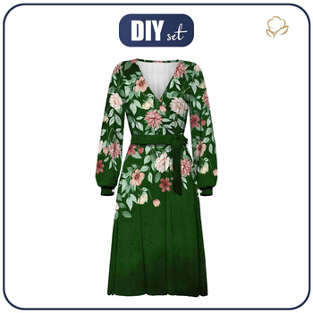 WRAP MIDI DRESS (BIANCA) - BEAUTIFUL FLOWERS - sewing set XL