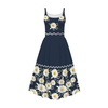 DRESS "ISABELLE" - DAISIES PAT. 2 / dark blue - sewing set XS