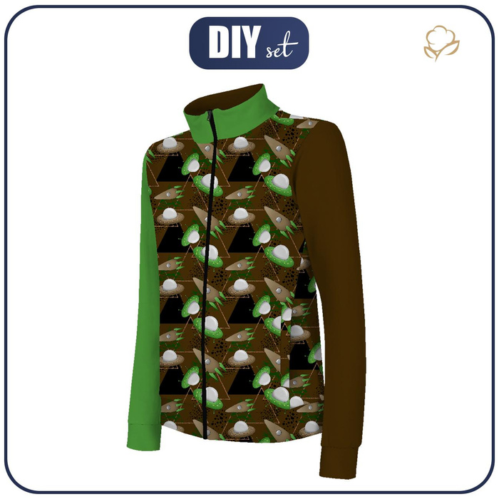 DZIECIĘCA BLUZA SPORTOWA (MAX) - UFO I RAKIETY / trójkąty (STREFA 51) - dzianina funkcyjna (134/140)