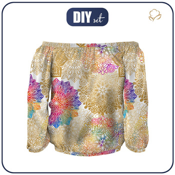 Bardot neckline blouse (SOFIA) - MANDALA pat. 3 - sewing set L
