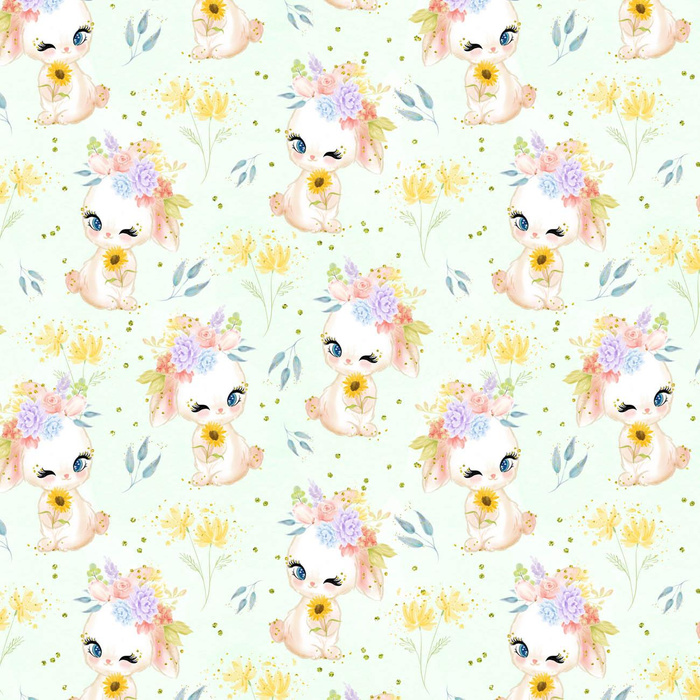 BUNNIES PAT. 1 (CUTE BUNNIES) - looped knit fabric