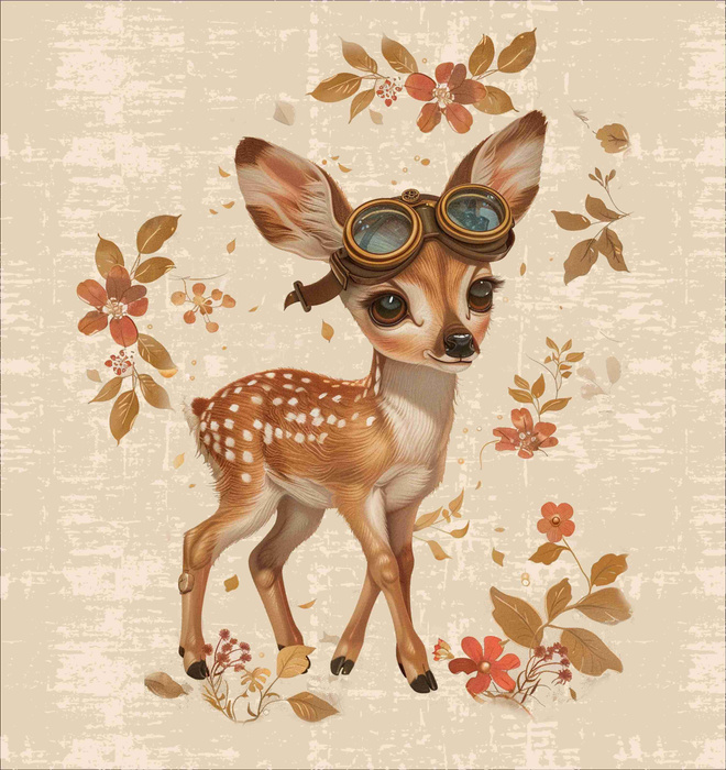 FAWN STEAMPUNK FOREST - PANORAMIC PANEL (60cm x 140cm) Viscose jersey 