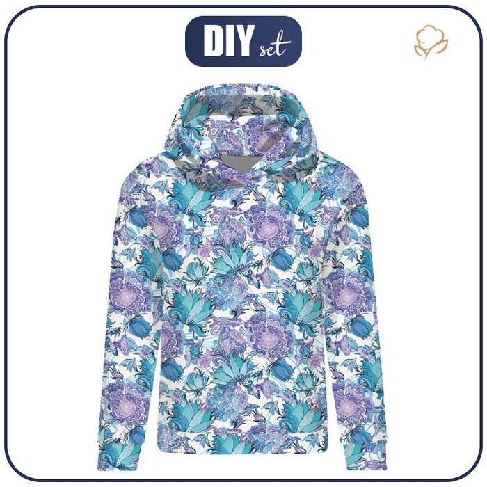 BLUZA DAMSKA (POLA) CLASSIC Z KAPTUREM - LODOWY OGRÓD - dzianina pętelkowa XXXL