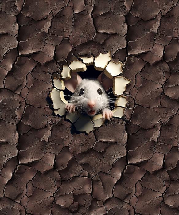 ANIMALS CRACKED wz.6 (MOUSE) - panel (60cm x 50cm)- single jersey z elastanem ITY