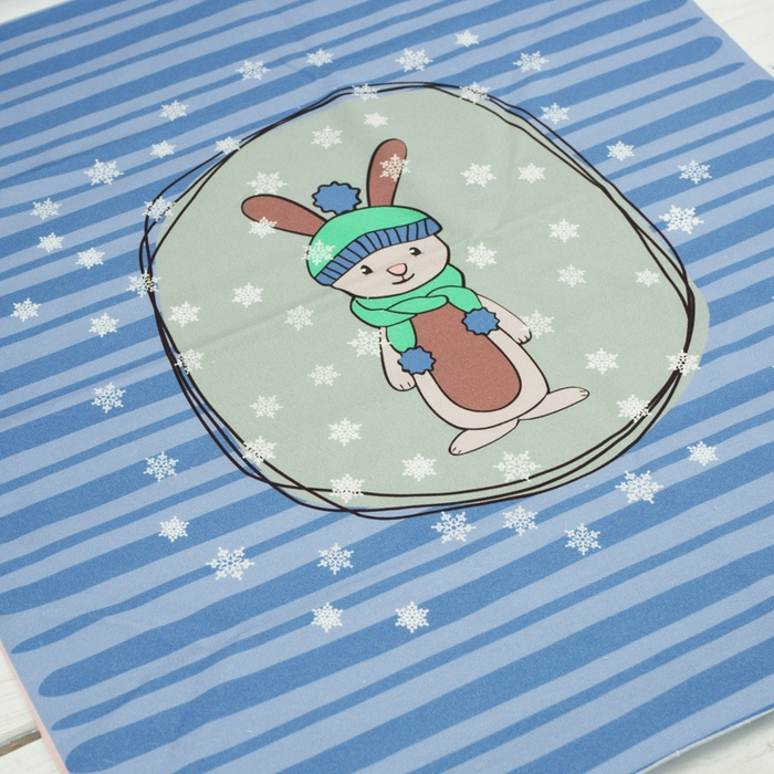 WINTER BUNNY / blue - panel looped knit 