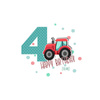 4ST BIRTHDAY / TRACTOR - SINGLE JERSEY PANEL 