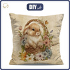 PILLOW 45X45 - BUNNY IN A BASKET PAT. 3 - Cotton woven fabric - sewing set