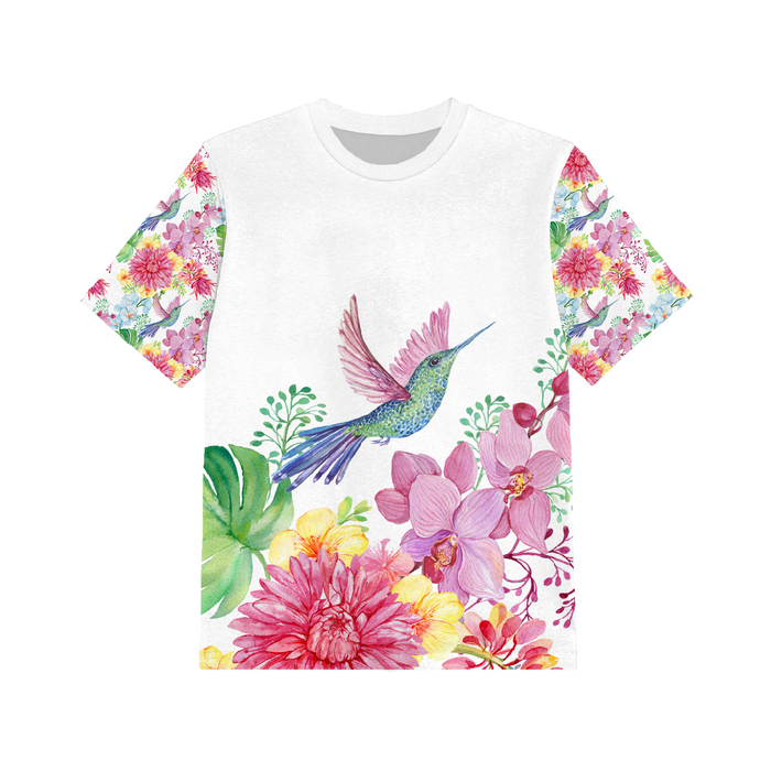 2-PACK - T-SHIRT DZIECIĘCY - ANANASOWY DRINK i KOLIBER - ZESTAW DO USZYCIA (104/110)