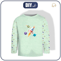 LONGSLEEVE - RAKETE UND PLANETEN (WELTRAUMEXPEDITION) / ACID WASH MINZE - Single Jersey (98/104)