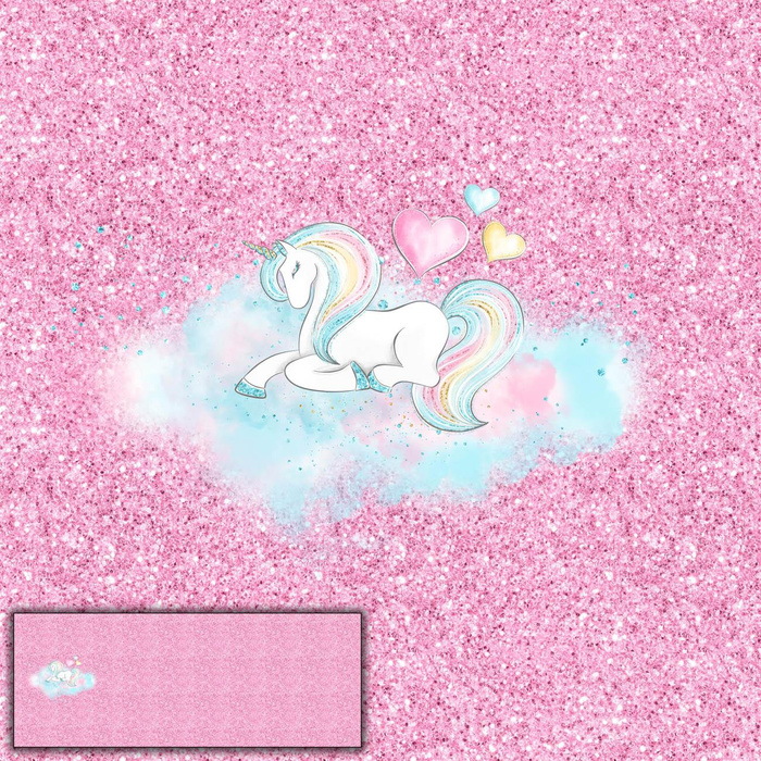UNICORN / glitter (WONDERLAND) - panoramic panel looped knit (60cm x 155cm)