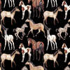 HORSES / black - Waterproof woven fabric