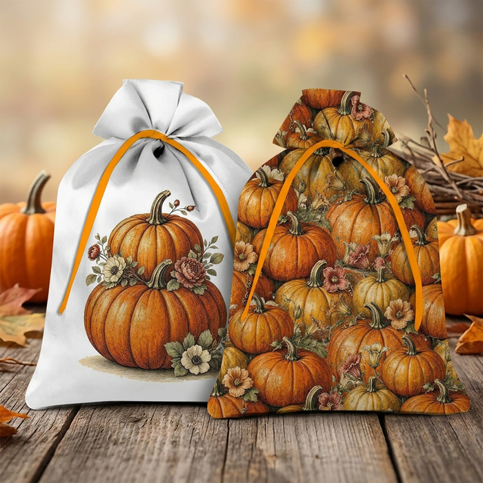 Dárkové pytlíky - PUMPKINS & FLOWERS - Sada šití- MALÝ