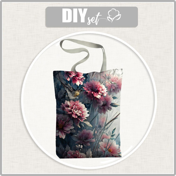 SHOPPER KABELKA - VINTAGE FLOWERS vz. 9 - voděodolná tkanina - Sada šití