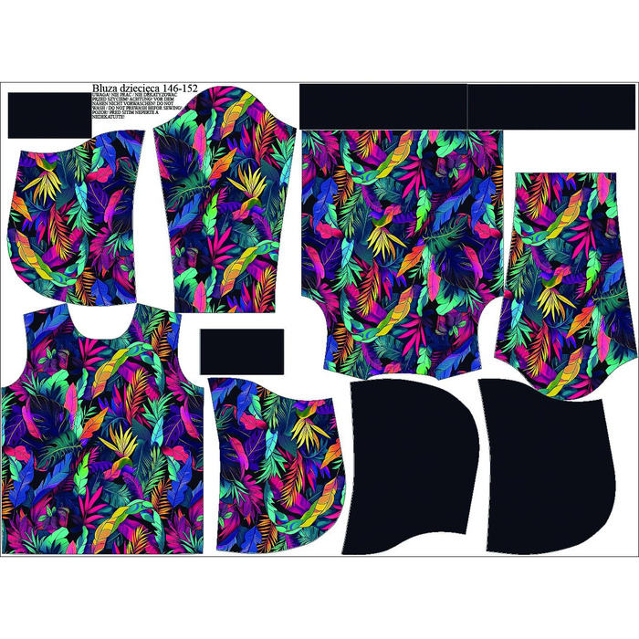 DZIECIĘCA BLUZA Z KAPTUREM (ALEX) - COLORFUL LEAVES - zestaw do uszycia (86/92)