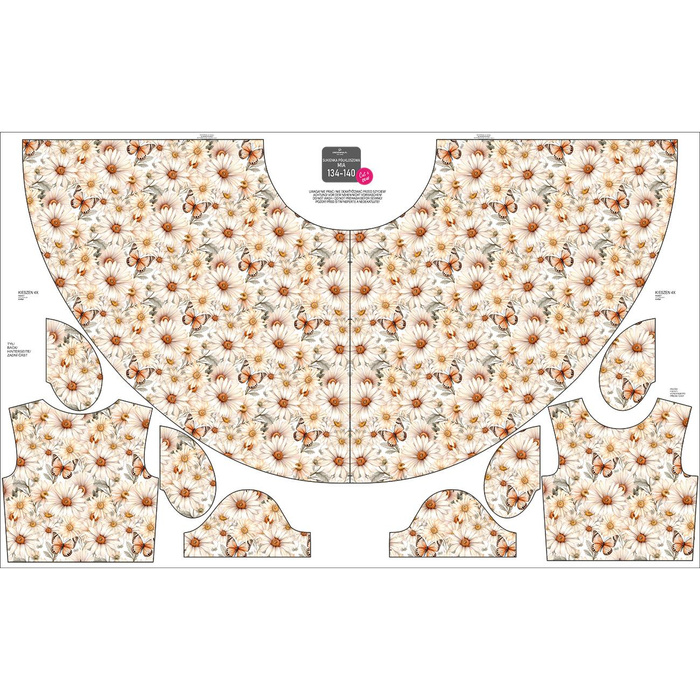 KID'S DRESS "MIA" (122/128) - Butterfly & Flowers wz.4 - sewing set