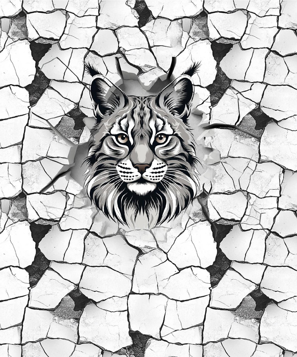 ANIMALS CRACKED wz.2 (cat) - panel (60cm x 50cm) tkanina bawełniana
