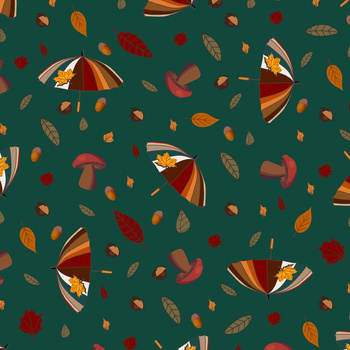 UMBRELLAS AND MUSHROOMS / bottle green (RED PANDA’S AUTUMN)