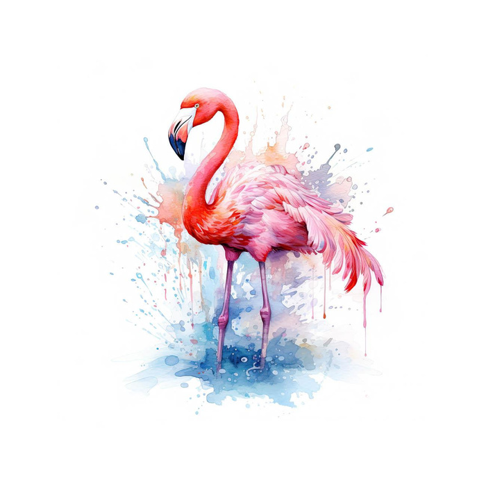 WATERCOLOR FLAMINGO - Paneel (60cm x 50cm) SINGLE JERSEY 
