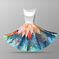 WATERCOLOR FLORAL PAT. 4 - big circle skirt panel