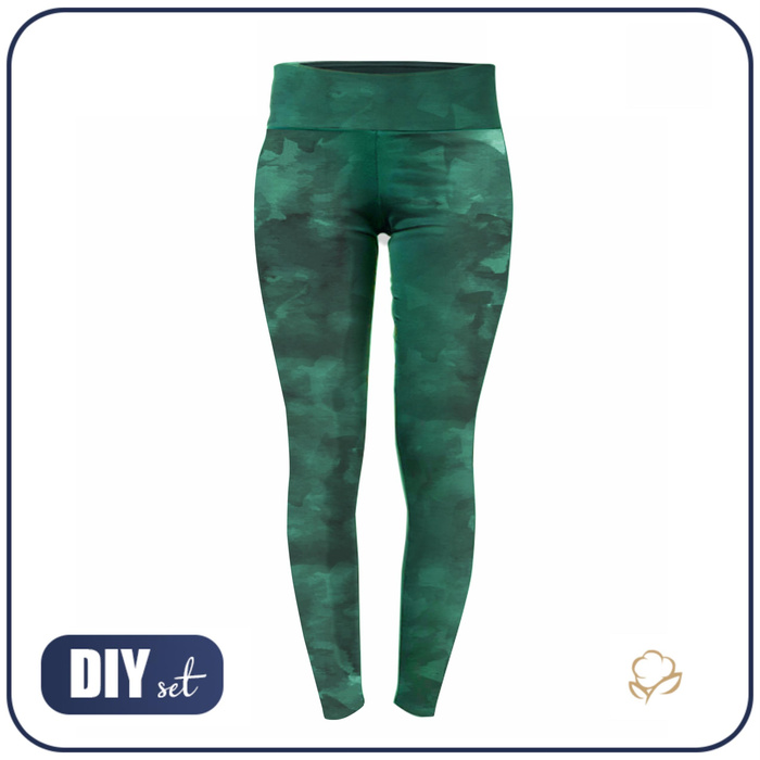 SPORTS LEGGINGS - CAMOUFLAGE pat. 2 / bottled green - M