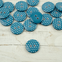 Plastic button with dots middle - turquoise