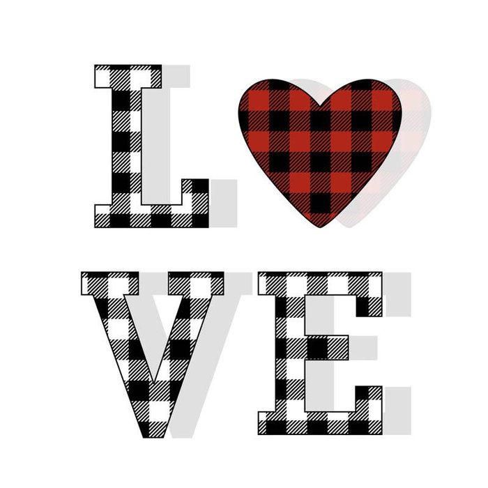 LOVE / SRDCE VICHY (BE MY VALENTINE) - panel teplákovina 75cm x 80cm