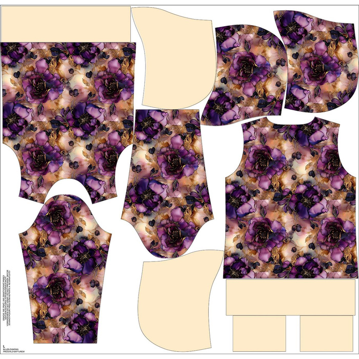 DÁMSKA MIKINA "POLA" (XS) CLASSIC S KAPUCÍ - FLOWERS WZ.61- Sada šití