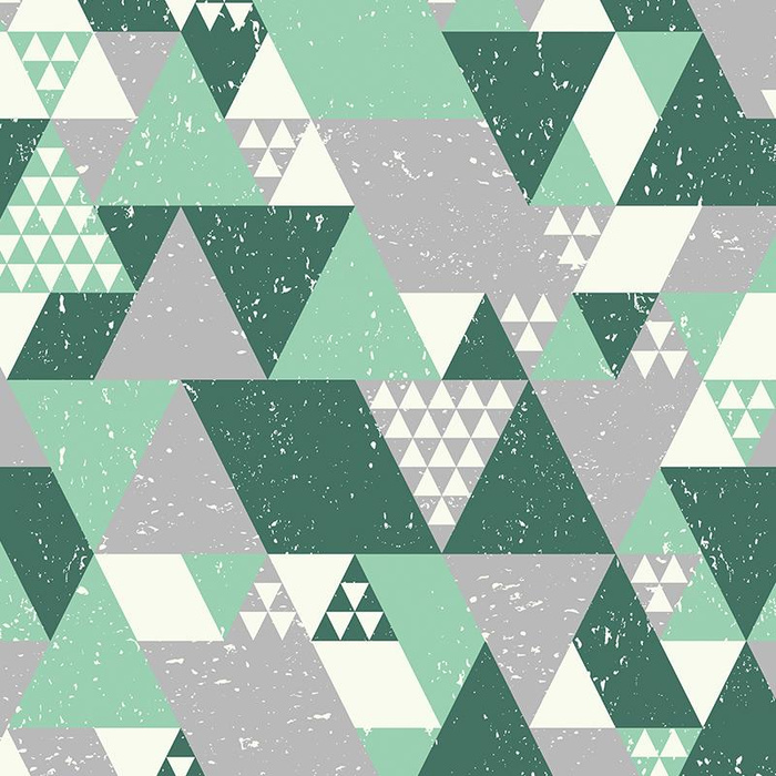 TRIANGLES / green - Cotton woven fabric