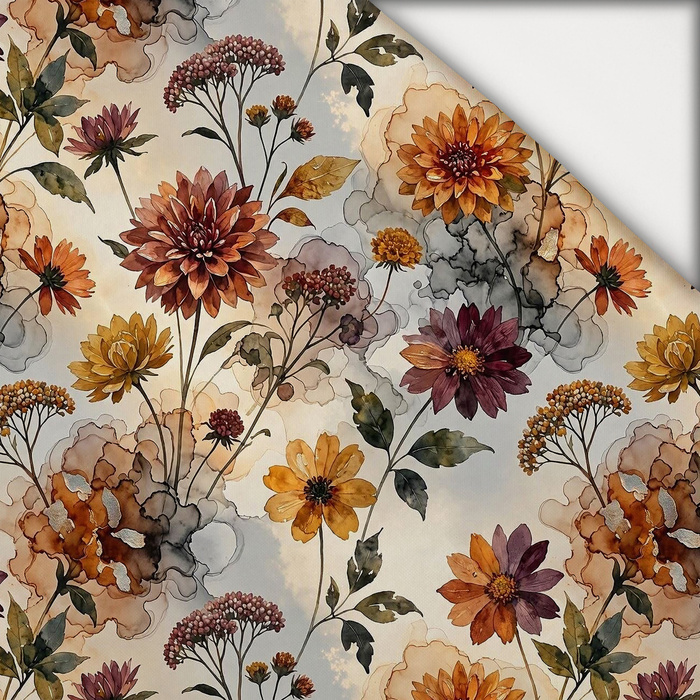 AUTUMN FLOWERS WZ. 27 - lekka dzianina drapana