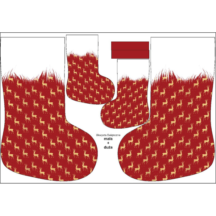 Christmas Stocking Set - GOLDEN REINDEERS / RED