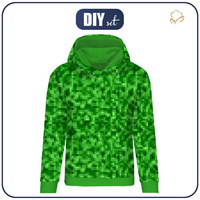 CLASSIC WOMEN’S HOODIE (POLA) - PIXELS pat. 2 / green - looped knit fabric