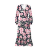 WRAP FLOUNCED DRESS (ABELLA) - PINK PEONIES pat. 2 - sewing set M