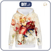 BLUZA DAMSKA (POLA) CLASSIC Z KAPTUREM - WATERCOLORS FLOWERS wz. 5 - dzianina pętelkowa  XXL
