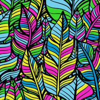 NEON LEAVES - Viscose jersey