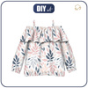 Bardot neckline blouse (VIKI) - PASTEL LEAVES - sewing set