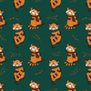 RED PANDA WITH SCARF / bottle green (RED PANDA’S AUTUMN) - softshell
