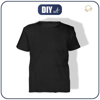 DIY sada – Dětské tričko z bavlněného úpletu RIB JERSEY - BLACK  (104/110)
