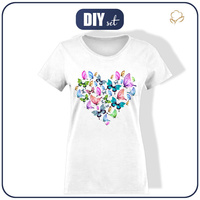 WOMEN’S T-SHIRT - HEART BUTTERFLIES / white - sewing set M
