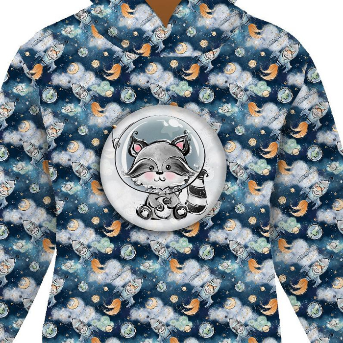 KID'S HOODIE (ALEX) - SPACE CUTIES pat. 1 (CUTIES IN THE SPACE) - looped knit fabric (98/104)