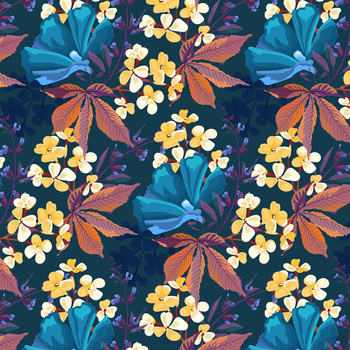 FLORAL AUTUMN pat. 2 - Waterproof woven fabric
