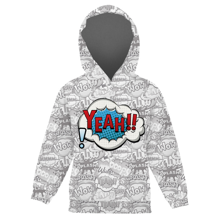 KINDER HOODIE (ALEX) - COMICS / yeah (blau - rot) - Sommersweat (110/116)